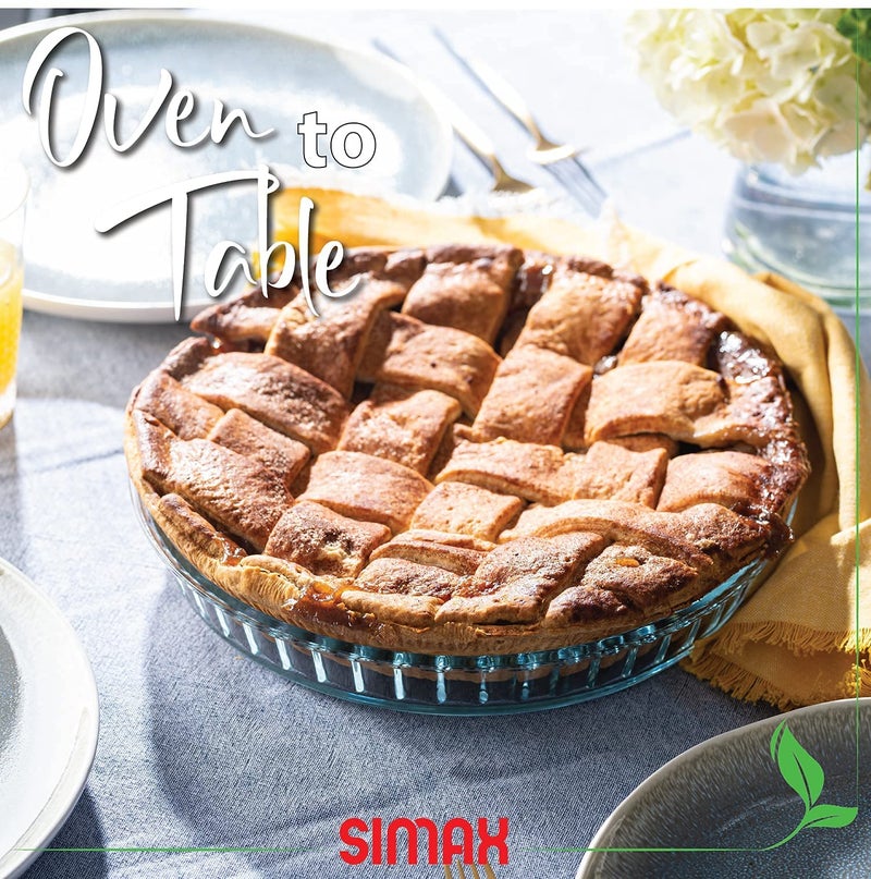 Simax Glass Pie Pan, 11 Inch Round Pie Plate, Glass Baking Dish, Fluted Pie Holder, Oven Safe Tray, Borosilicate Glass - Image 2